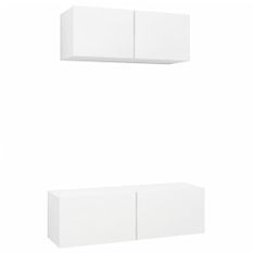 Ensemble de meuble TV 2 pcs Blanc 3