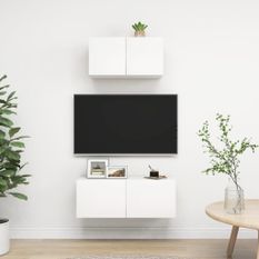 Ensemble de meuble TV 2 pcs Blanc 2