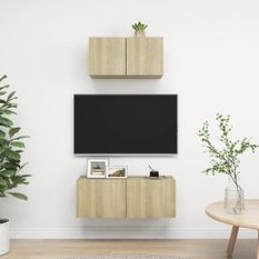 Ensemble de meuble TV 2 pcs Chêne sonoma