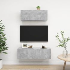 Ensemble de meuble TV 2 pcs Gris béton 2