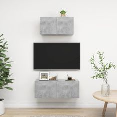 Ensemble de meuble TV 2 pcs Gris béton