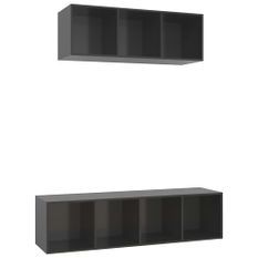 Ensemble de meuble TV 2 pcs Gris brillant 3