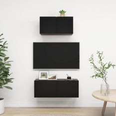 Ensemble de meuble TV 2 pcs Noir 4