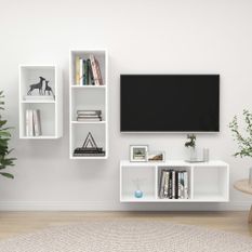 Ensemble de meuble TV 3 pcs Blanc 2