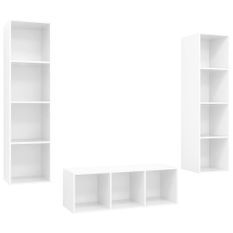 Ensemble de meuble TV 3 pcs Blanc brillant 7