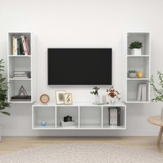 Ensemble de meuble TV 3 pcs Blanc brillant 4