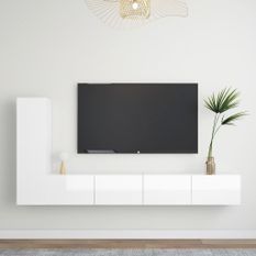 Ensemble de meuble TV 3 pcs Blanc brillant