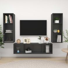 Ensemble de meuble TV 3 pcs Gris 2