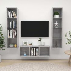 Ensemble de meuble TV 3 pcs Gris béton 5
