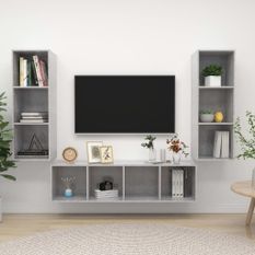 Ensemble de meuble TV 3 pcs Gris béton 4