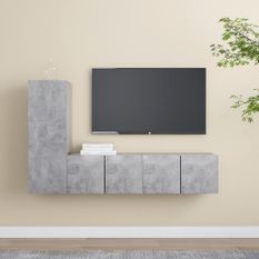 Ensemble de meuble TV 3 pcs Gris béton 6