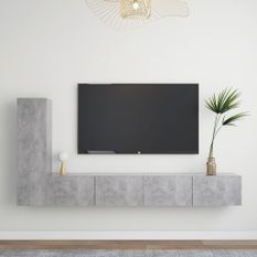 Ensemble de meuble TV 3 pcs Gris béton 2