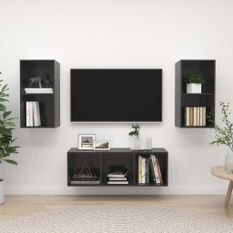 Ensemble de meuble TV 3 pcs Gris brillant