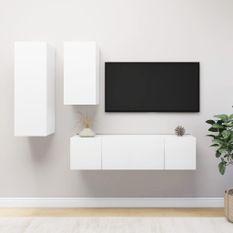 Ensemble de meuble TV 4 pcs Blanc 10