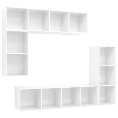 Ensemble de meuble TV 4 pcs Blanc brillant 3