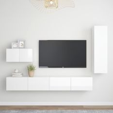 Ensemble de meuble TV 4 pcs Blanc brillant 13