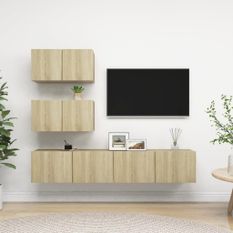 Ensemble de meuble TV 4 pcs Chêne sonoma