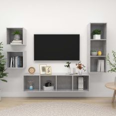 Ensemble de meuble TV 4 pcs Gris béton 15