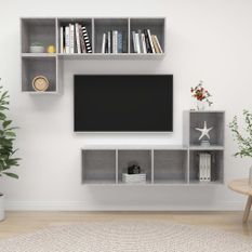 Ensemble de meuble TV 4 pcs Gris béton 6