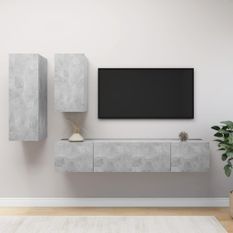 Ensemble de meuble TV 4 pcs Gris béton 16