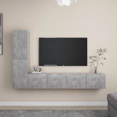 Ensemble de meuble TV 4 pcs Gris béton 4