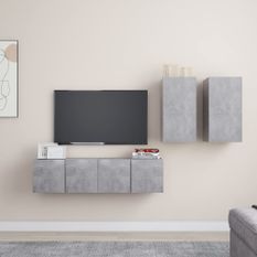 Ensemble de meuble TV 4 pcs Gris béton 9