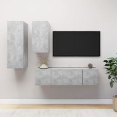 Ensemble de meuble TV 4 pcs Gris béton 10