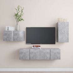 Ensemble de meuble TV 4 pcs Gris béton 7