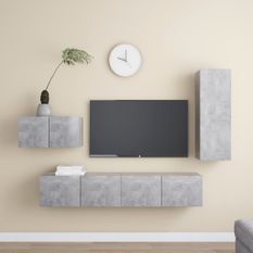 Ensemble de meuble TV 4 pcs Gris béton 3