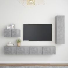 Ensemble de meuble TV 4 pcs Gris béton