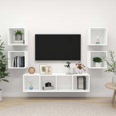 Ensemble de meuble TV 5 pcs Blanc 4
