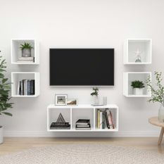 Ensemble de meuble TV 5 pcs Blanc 2