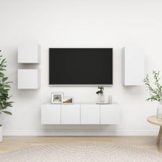 Ensemble de meuble TV 5 pcs Blanc 3