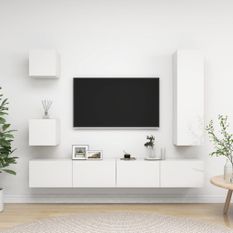 Ensemble de meuble TV 5 pcs Blanc brillant 9