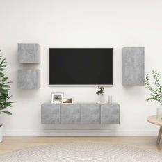 Ensemble de meuble TV 5 pcs Gris béton 5