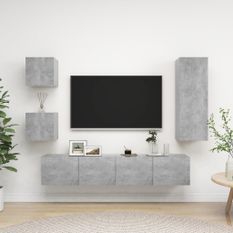 Ensemble de meuble TV 5 pcs Gris béton 8