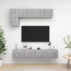 Ensemble de meuble TV 5 pcs Gris béton 6