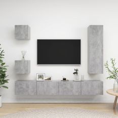 Ensemble de meuble TV 5 pcs Gris béton 9