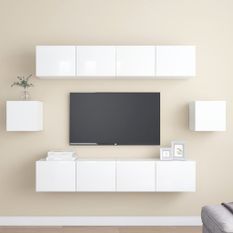 Ensemble de meuble TV 6 pcs Blanc brillant 14