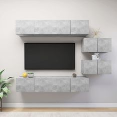 Ensemble de meuble TV 6 pcs Gris béton 11