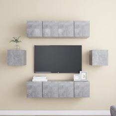 Ensemble de meuble TV 6 pcs Gris béton 2