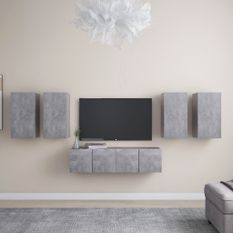 Ensemble de meuble TV 6 pcs Gris béton 3