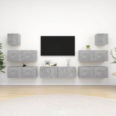 Ensemble de meuble TV 7 pcs Gris béton 8