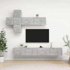 Ensemble de meuble TV 7 pcs Gris béton 7
