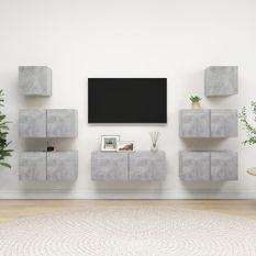 Ensemble de meuble TV 7 pcs Gris béton 2