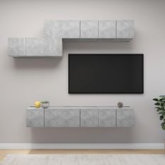 Ensemble de meuble TV 7 pcs Gris béton 4