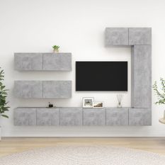 Ensemble de meuble TV 7 pcs Gris béton 3