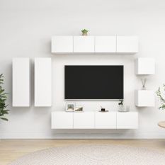 Ensemble de meuble TV 8 pcs Blanc 8