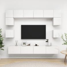 Ensemble de meuble TV 8 pcs Blanc brillant 5