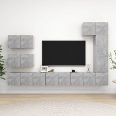 Ensemble de meuble TV 8 pcs Gris béton 2